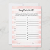 White Bunny Pink Baby Product ABCs Game Card Einladung (Vorderseite)