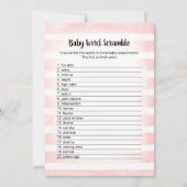 White Bunny Pink Baby Word Spielkarte Einladung (Vorderseite)