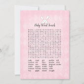 White Bunny Pink Raute Baby Word Search Game Einladung (Vorderseite)