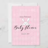 White Bunny Pink Raute Baby Word Search Game Einladung (Rückseite)