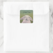 White Bunny Quadratischer Aufkleber (Tasche)