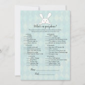 White Bunny Rabbit auf Ihrem Handy Baby Dusche Spi Einladung (Vorderseite)