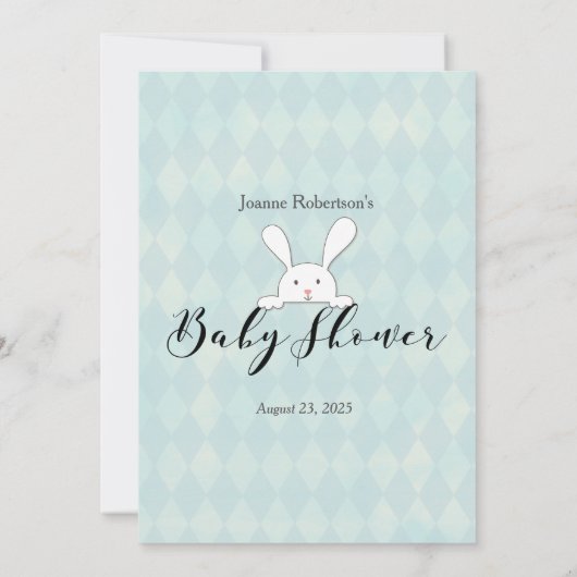 White Bunny Rabbit auf Ihrem Handy Baby Dusche Spi Einladung (Rückseite)