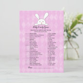 White Bunny Rabbit Lila Baby Candy Dusche Spiel Einladung (Stehend Vorderseite)