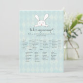 White Bunny Rabbit Who is My Mommy Baby Shower Gam Einladung (Stehend Vorderseite)