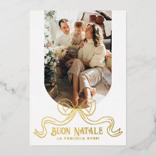 White Buon Natale Simple Modern Coquette Bow Foto Folien Feiertagskarte