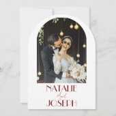 White Burgundy Minimalist Photo Arched Wedding Einladung (Rückseite)