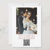 White Burgundy Minimalist QR Code Photo Wedding Einladung (Rückseite)