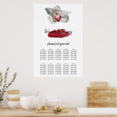 White Burgundy Orchid Wedding Chart Poster (Küche)