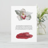 White Burgundy Orchid Wedding Dankeschön Karte (Stehend Vorderseite)