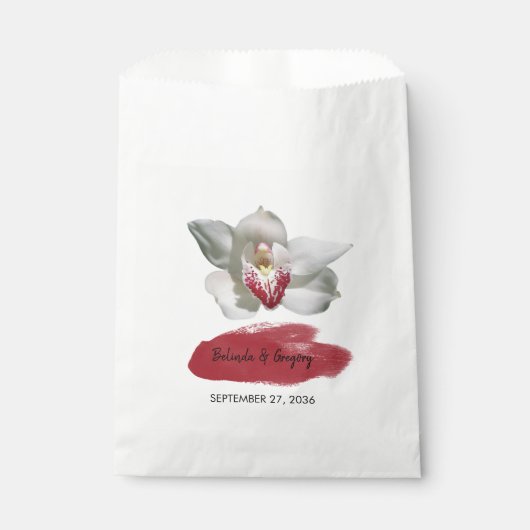 White Burgundy Orchid Wedding Geschenktütchen (Vorderseite)