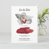 White Burgundy Orchid Wedding speichern das Datum Save The Date (Stehend Vorderseite)