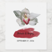 White Burgundy Orchid Wedding Weinetikett (Einzelnes Label)