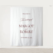 White & Burgundy Wedding Welcome Sign Banner Wandteppich (Vorderseite)