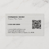 White Burlap Linen QR Code Business Card Visitenkarte (Rückseite)