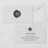 White Burlap Monogram Business Card Visitenkarte (Vorne/Hinten)