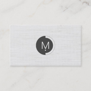 White Burlap Monogram Business Card Visitenkarte