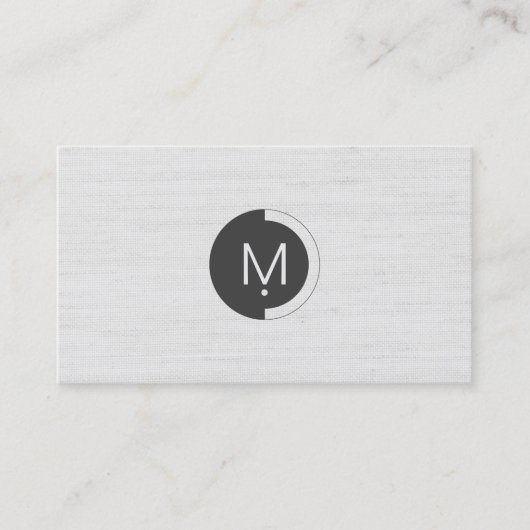 White Burlap Monogram Business Card Visitenkarte (Vorderseite)