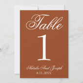 White Burnt Orange Old Money Wedding Table Number Einladung (Rückseite)