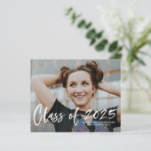 White Bush Lettering Foto Abschluss Einladung (Stehend Vorderseite)