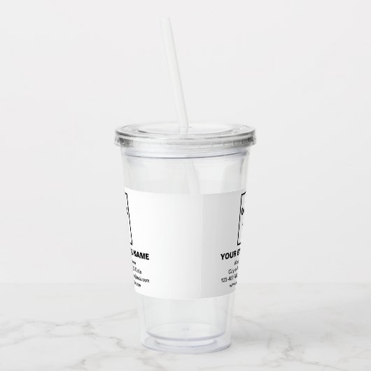 White Business Brand on Acrylic Tumbler Acryltrinkbecher (Links)