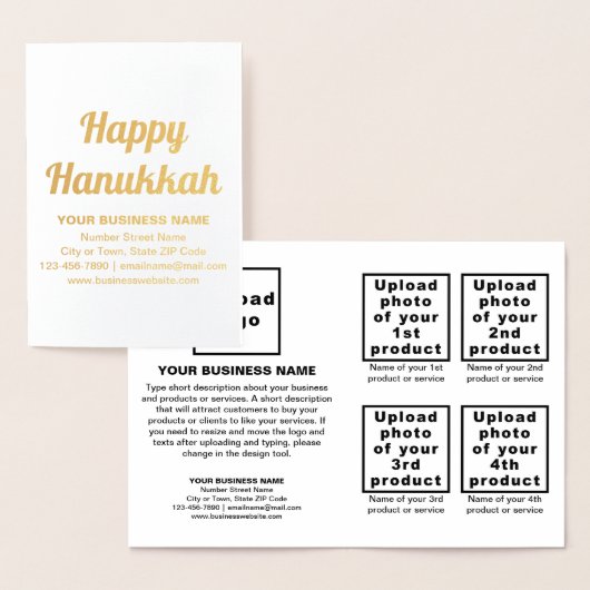 White Business Brand on Hanukkah Foil Card Folienkarte (Anzeige)