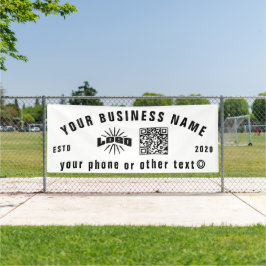 White Business Logo Qr Code Outdoor 10' langer Vin Banner