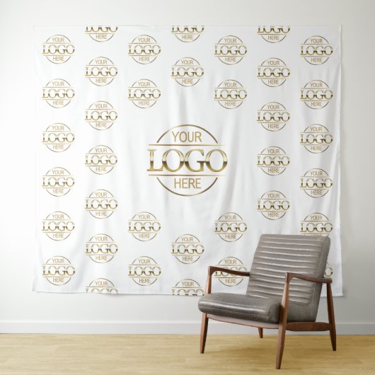 White Business Logo Step & Repeat Backdrop Banner Wandteppich (Beispiel (Horizontal))