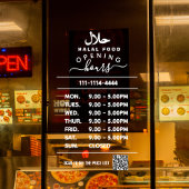 White Business Öffnungszeiten Logo und qr Code Hal Fensteraufkleber