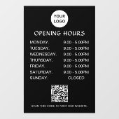 White Business Opening Hours Modern Script Qr  Fensteraufkleber (Blatt)