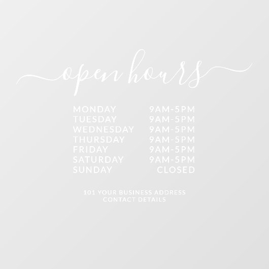 White Business Openings Elegante Fensterklammer Fensteraufkleber (Blatt)