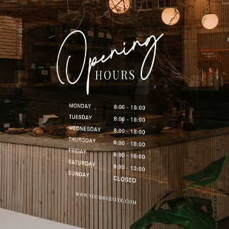 White Business Openings Stunden Einfache moderne S Fensteraufkleber
