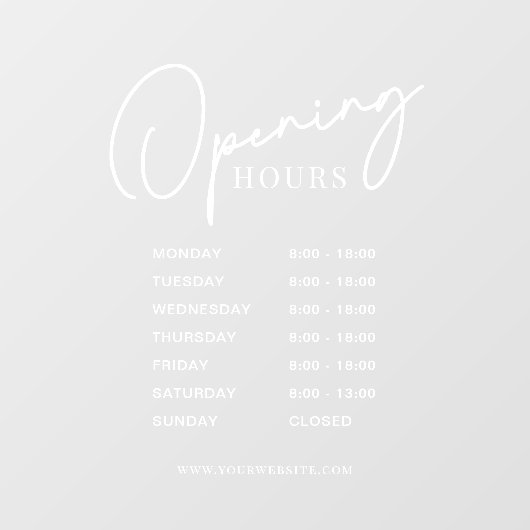 White Business Openings Stunden Einfache moderne S Fensteraufkleber (Blatt)