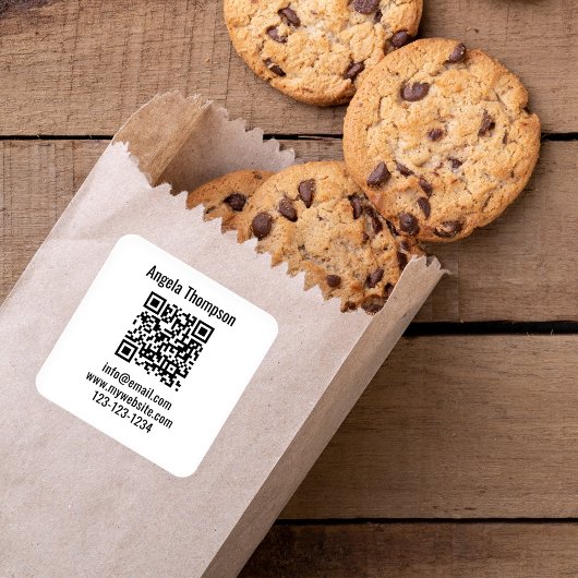 White Business QR Code Custom Basic Quadratischer Aufkleber