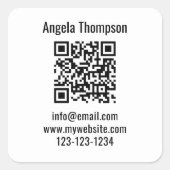 White Business QR Code Custom Basic Quadratischer Aufkleber (Vorderseite)