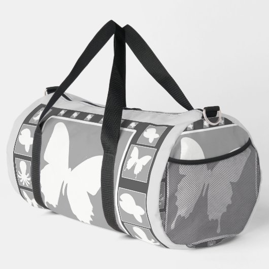 White Butterfly All Purpose Travel Gym Weekend Duffle Bag (Rechte Ecke)