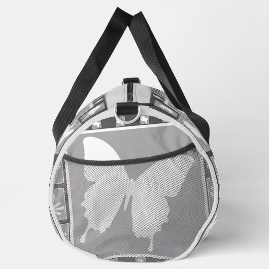 White Butterfly All Purpose Travel Gym Weekend Duffle Bag (Rechts)