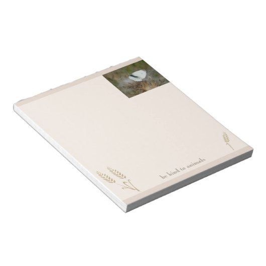 White Butterfly "Be kind to Animals" Boho Notepad Notizblock (angewinkelt)