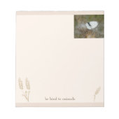 White Butterfly "Be kind to Animals" Boho Notepad Notizblock (Vorderseite)