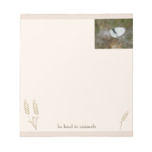 White Butterfly "Be kind to Animals" Boho Notepad