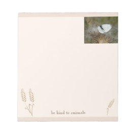 White Butterfly "Be kind to Animals" Boho Notepad Notizblock