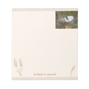 White Butterfly "Be kind to Animals" Boho Notepad Notizblock