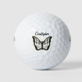 White Butterfly Design Personalised Golfball (Vorderseite)