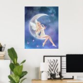 White Butterfly Fairy Moon Poster drucken (Heimbüro)