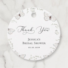 White Butterfly Garden Brautparty Vielen Dank Geschenkanhänger