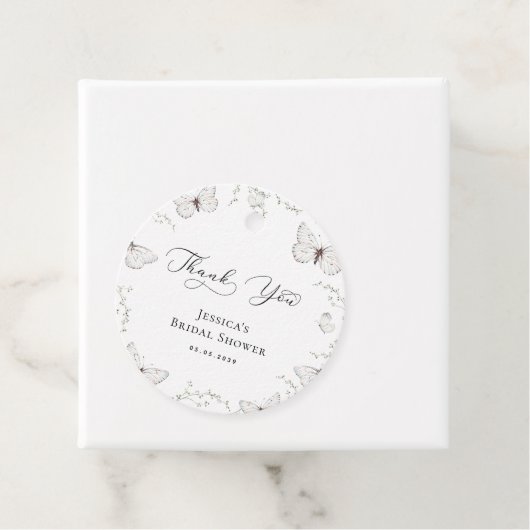 White Butterfly Garden Brautparty Vielen Dank Geschenkanhänger (Beispiel)