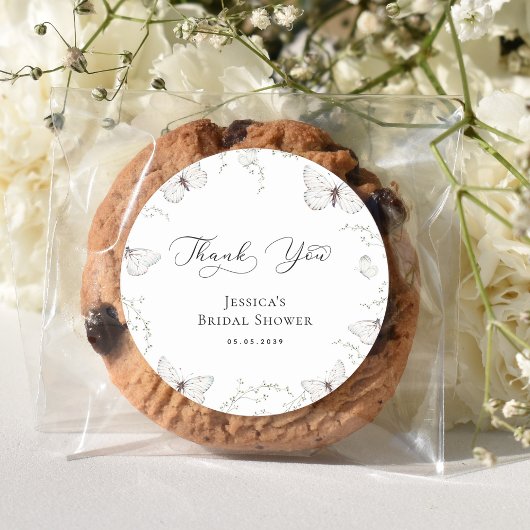 White Butterfly Garden Brautparty Vielen Dank Runder Aufkleber