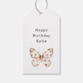 White Butterfly Herz Geburtstag Geschenkanhänger (Vorderseite)