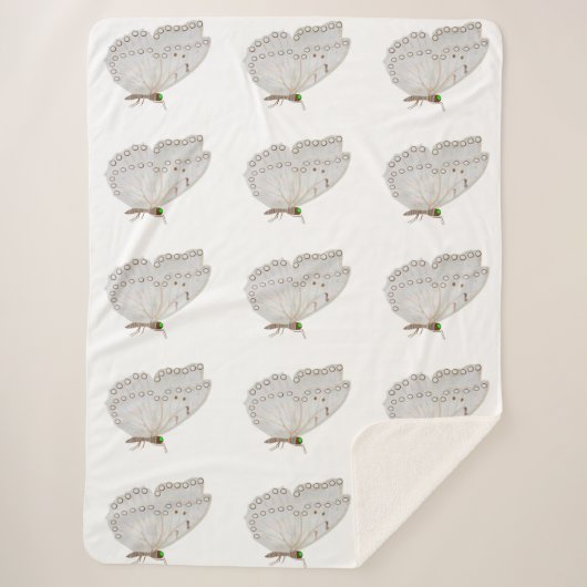 White Butterfly Sherpa Blanket Sherpadecke (Vorderseite)