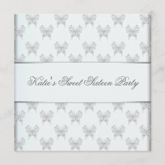 White Butterfly Sweet 16 Geburtstagsparty Einladung